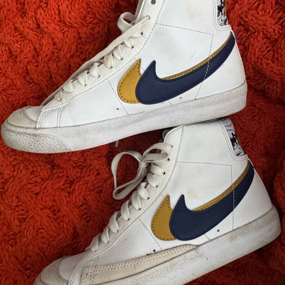 Nike Blazers with Navy and Gold Accents